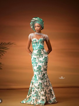 Robe de brocart de luxe, robe africaine owanbe, robe de mariée africaine, robe asoebi