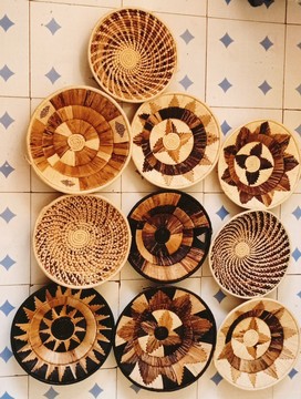 Banana fiber baskets, bulk baskets, wall decoration, African baskets.