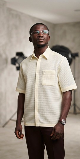 Chemise pour homme à manches courtes, style guayabera