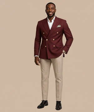 Blazer bordeaux croisé à double boutonnage