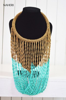 African beaded infinity necklace | Twisted tribal neck piece | Gift for her