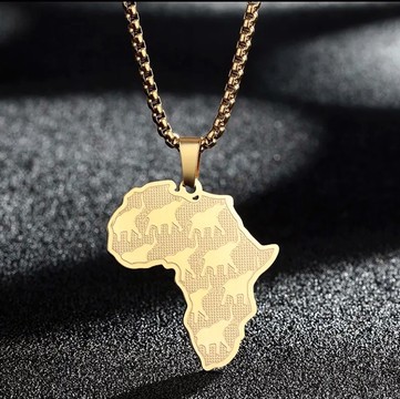 Collier carte africaine plaqué or 18 carats