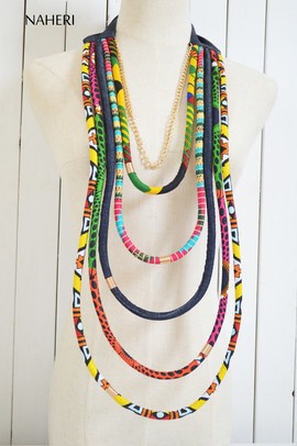 African print rope necklace ankara with denim