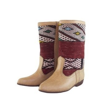 BIG SALE! Genuine leather boots with Kilim Handmade by Cuiroma craftsmen in Morocco