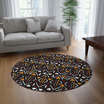 African Inspired Round Rugs for Bedroom Mud Carpet (LARGER SIZES AVAILABLE)