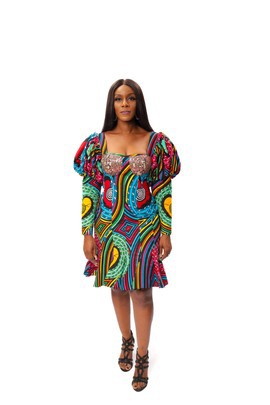 Ankara Embelished Corset Dress, African Print Corset Dress, Ankara Dress