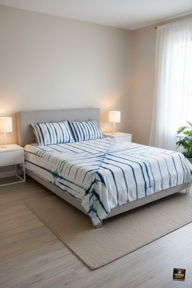 The Indigo Horizon Bedding Hand-Dyed Adire Cotton Set