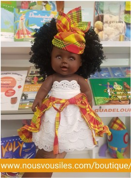 Doll Lucy Colibri Dolls - EMBROIDERY MADRAS RED AND YELLOW 2