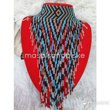 African wedding necklace , Beaded shawl necklace , Zulu necklace , Bib necklace