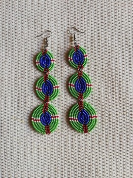 African beaded masai earrings, Beaded drop earrings, Beaded tribal earrings, Elegant earrings