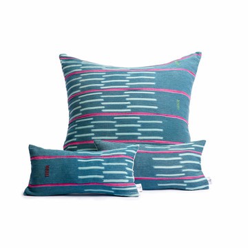3pcs Turquoise and Pink Handwoven Vintage Baoulé Cloth Cushion Covers