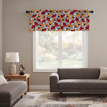 Heritage Ankara Curtain Valance Wedding Flower Print | African Floral Window Treatment | Bynelo