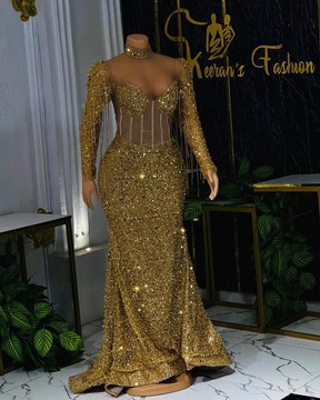 Embellished Long evening gowns, mermaid sequin prom evening dress, engagement gown, party dresses