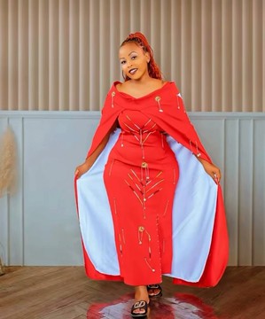 Beaded Maasai dress with a matching shawl