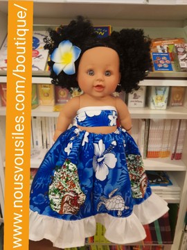 Poupée NOIRE (métisse) Cassidy Colibri Dolls - Maloya Bleu