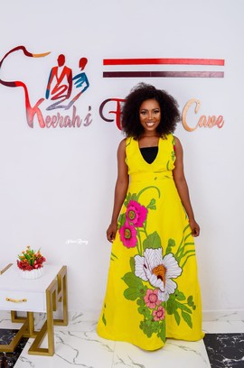 African print maxi dress, long Ankara gown with flower pattern, wax print dress