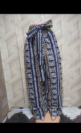 High Waist Navy Blue Ankara Palazzo Pants – Tribal African Print Wide Leg Trousers