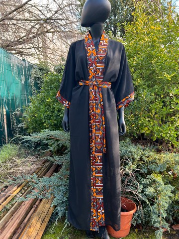 Flowing kimono Bogolan print