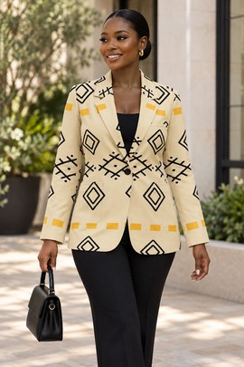 Robe midi à col en V et manches courtes pour femme en imprimé africain | Robe midi en imprimé africain | Bynelo
