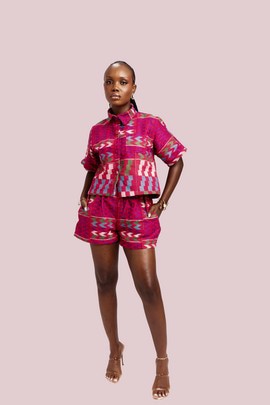 Lilac Dreams Kente Women Shorts