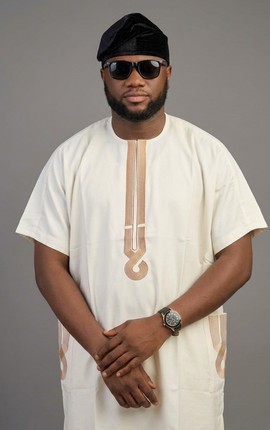 Men's cream Embroidered Agbada Senator wear | Traditional Nigerian kaftan | dashiki cut