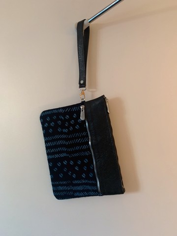 Bogolan and leather pouch