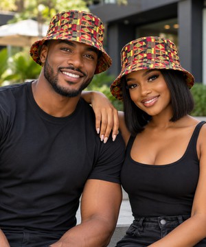 African Kente Pattern Bucket Hat | Kente Fashion Headwear | Bynelo