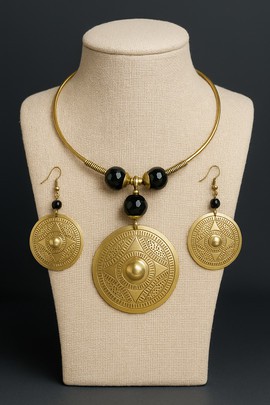 Collier en laiton avec une paire de boucles d’oreilles assorties