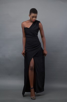 Canan one shoulder crepe gown