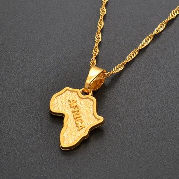 Gold color  african map necklace