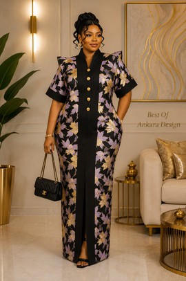 Elegant Floral Brocade Maxi Dress