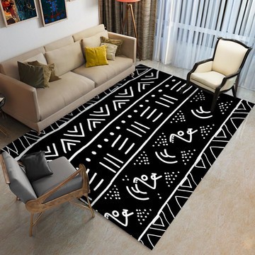 African Rugs for Living Room | Black &amp; White Carpet (LARGER SIZES AVAILABLE)