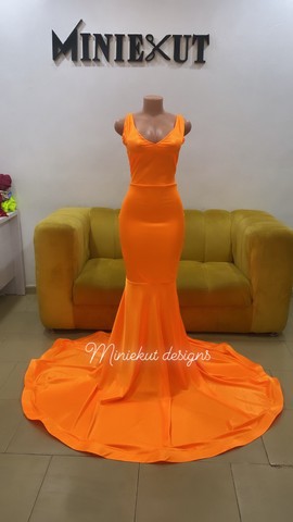 Robe orange sexy, robe de bal orange, robe de dîner orange, robe de soirée