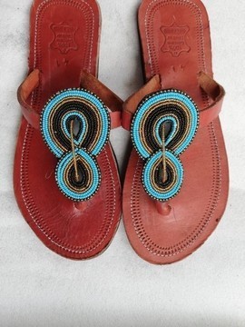 Masai Beaded sandals, African  sandals, Women Sandals, Leather sandals, Boho sandals, Beach sandals