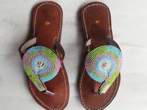 African beaded sandals, Masai sandals, African leather sandals, Beach sandals, Boho sandals
