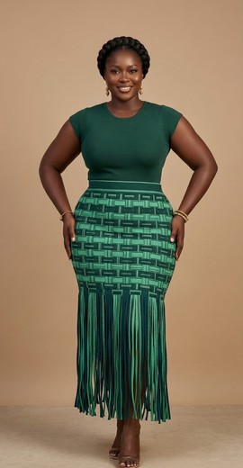 Woven Heritage Fringe Midi Skirt