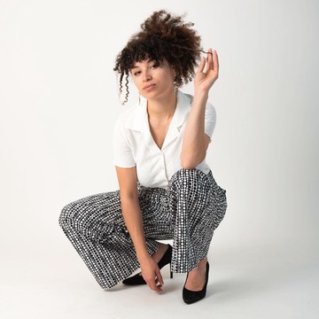 Pantalon à pinces taille haute (Noir et Blanc)