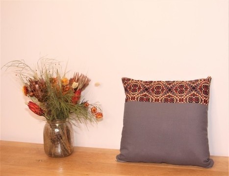 Coussin wax et lin gris