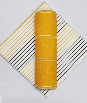 Patterned Northern Ghana Kente- gold and white