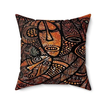 (2 Sets) - Ethnic Pillow Cover | Abstract Art Masquerade Face (MORE SIZES AVAILABLE)