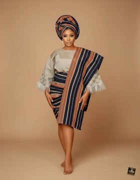 Regal Aso-Oke Mixed-Texture Iro &amp; Buba Set