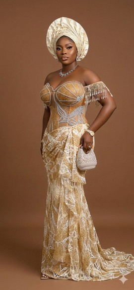 Women's Ornate Gold and Silver Corset Gown