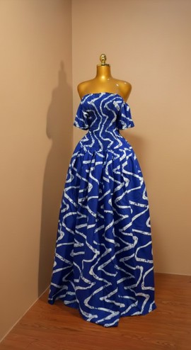 Zig-Zag Smocked Maxi Gown