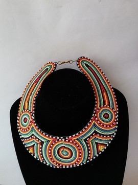 African Cowrie shell necklace, Beaded pendant necklace, Boho necklace, Christmas gift for her