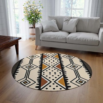 Bold Round Rug Colorful Tribal Bohemian Style Carpet (LARGER SIZES AVAILABLE)