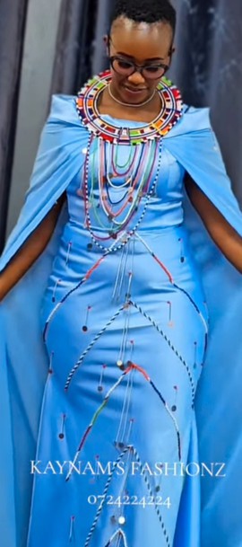 Beaded Maasai dress with a matching shawl