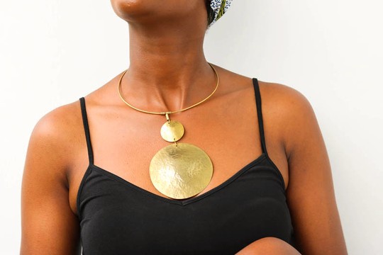 African Brass necklace, Choker Necklace, Pendant Brass necklace, Christmas gift for her, Moms gift