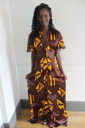 LONG WAX PRINT DRESS