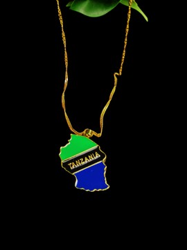 Gold Tanzania map necklace