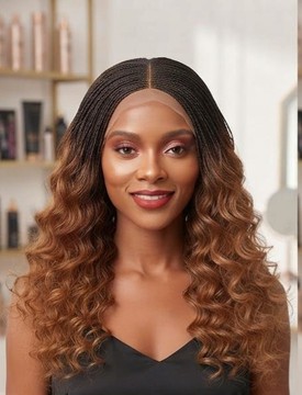 Ombre Synthetic Micro Box Braids Wig, Closure Lace Wig for Black Women